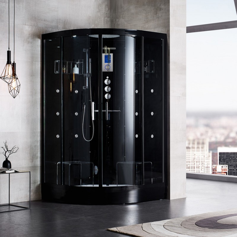 Cabine douche Hammam Archipel® QDR 115C BLACK 115x115 2 places