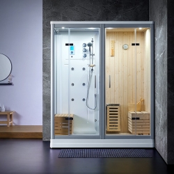 Cabine De Douche AcquaVapore D60-70M3L – 120x80 Cm, Sauna Vapeur, 8 Buses