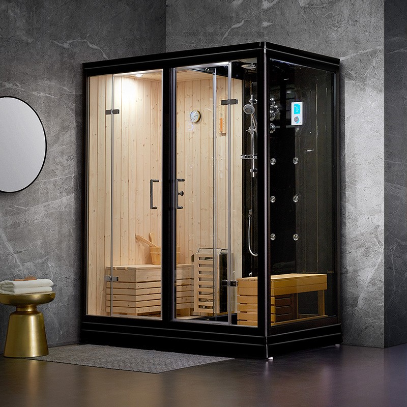 Combi Sauna Douche Hammam Boreal® SH180G Black Gauche