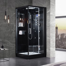 Cabine douche Hammam Archipel® Pro 95D BLACK (95x95cm) - 1 place