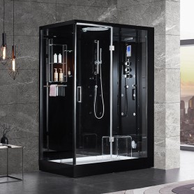 Cabine douche Hammam DUO Archipel® Pro 145D BLACK (145x95cm) - 2 places