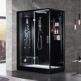 Cabine douche Hammam DUO Archipel® Pro 145G BLACK (145x95cm) - 2 places