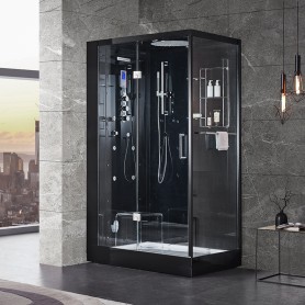 Cabine douche Hammam DUO Archipel® Pro 120G BLACK (120x85cm) - 2 places