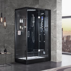 Cabine douche Hammam DUO Archipel® Pro 120D BLACK (120x85cm) - 2 places