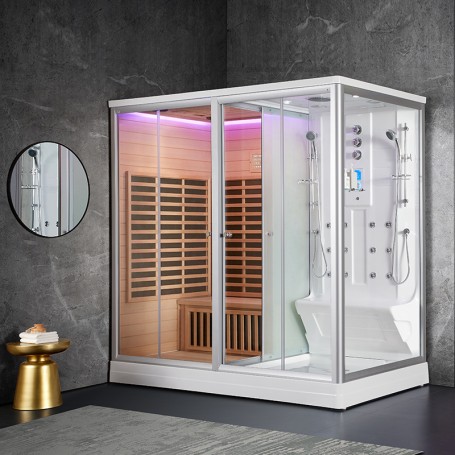 Combi Sauna Infrarouge Douche Hammam Boreal® IR-H 220G - gauche