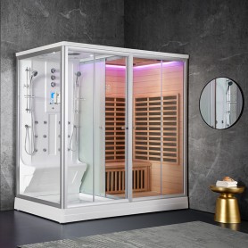 Combi Sauna Infrarouge Douche Hammam Boreal® IR-H 220D - droite