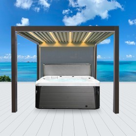 Pergola Bioclimatique aluminium motorisée 3x3m - François Roger® -  gris anthracite, 9m²