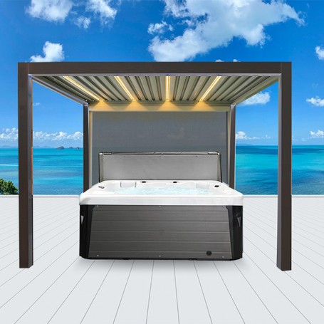 Pergola Bioclimatique 3x4m Aluminium motorisée & Led - François Roger® -  gris anthracite, 12m²