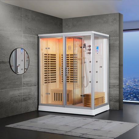 Combi Sauna Infrarouge Douche Hammam Boreal® IR-H 180G - Gauche