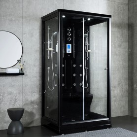 Cabine douche hammam Boreal® H-DUO Black Edition 112,5 x 90,5 x 220H cm