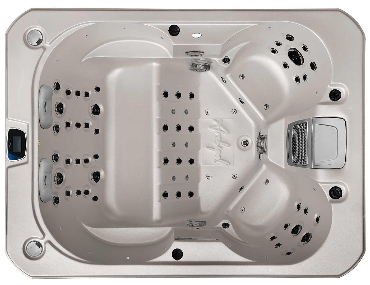 Zoom vue du dessus spa jacuzzi 4 places Archipel GT4